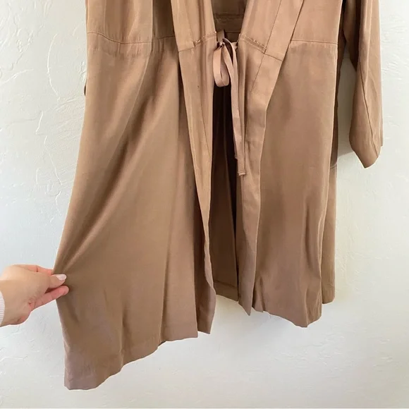 Lane Bryant Size 26/28 Khaki Tan Full Sleeve Open Long Trench Coat Jacket - Picture 4 of 7